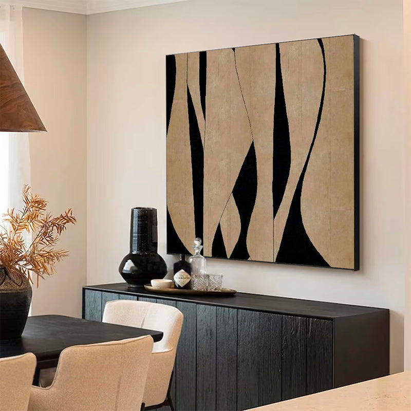 Large Brown And Black Minimalist Wall Art Minimalist Brown Canvas Art Brown Neutral Painting