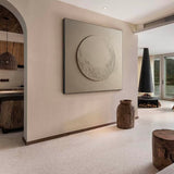 Minimalist Beige Circle Texture Wall Art Large Beige Abstract Painting Beige Wabi Sabi Wall Art
