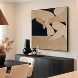 Brown And Black Abstract Painting On Canvas Beige And Black Minimalist Oil Painting