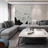 Minimalist Black And White Face Texture Painting Black And White Wabi-Sabi Wall Art