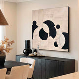 Beige Black Minimalist Painting Beige Plaster Textured Wall Art Beige Neutral Painting