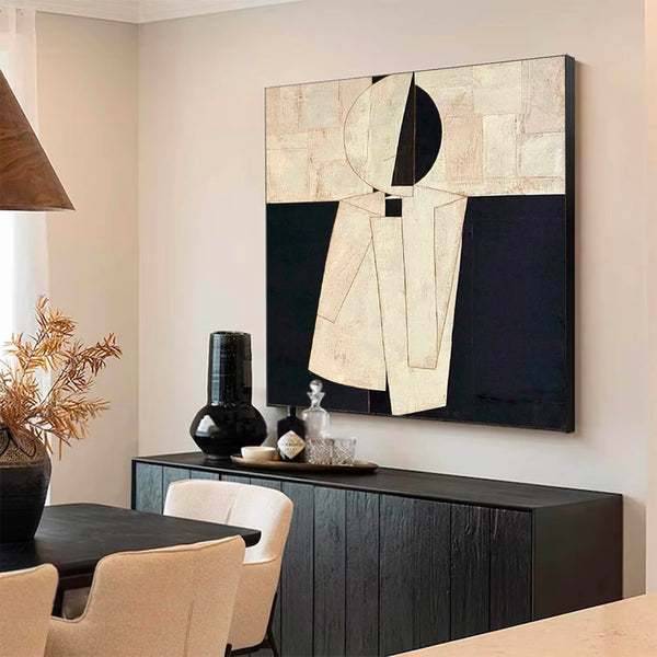  Large Brown And Black Texture Painting Original Black Beige Minimalist Wall Art