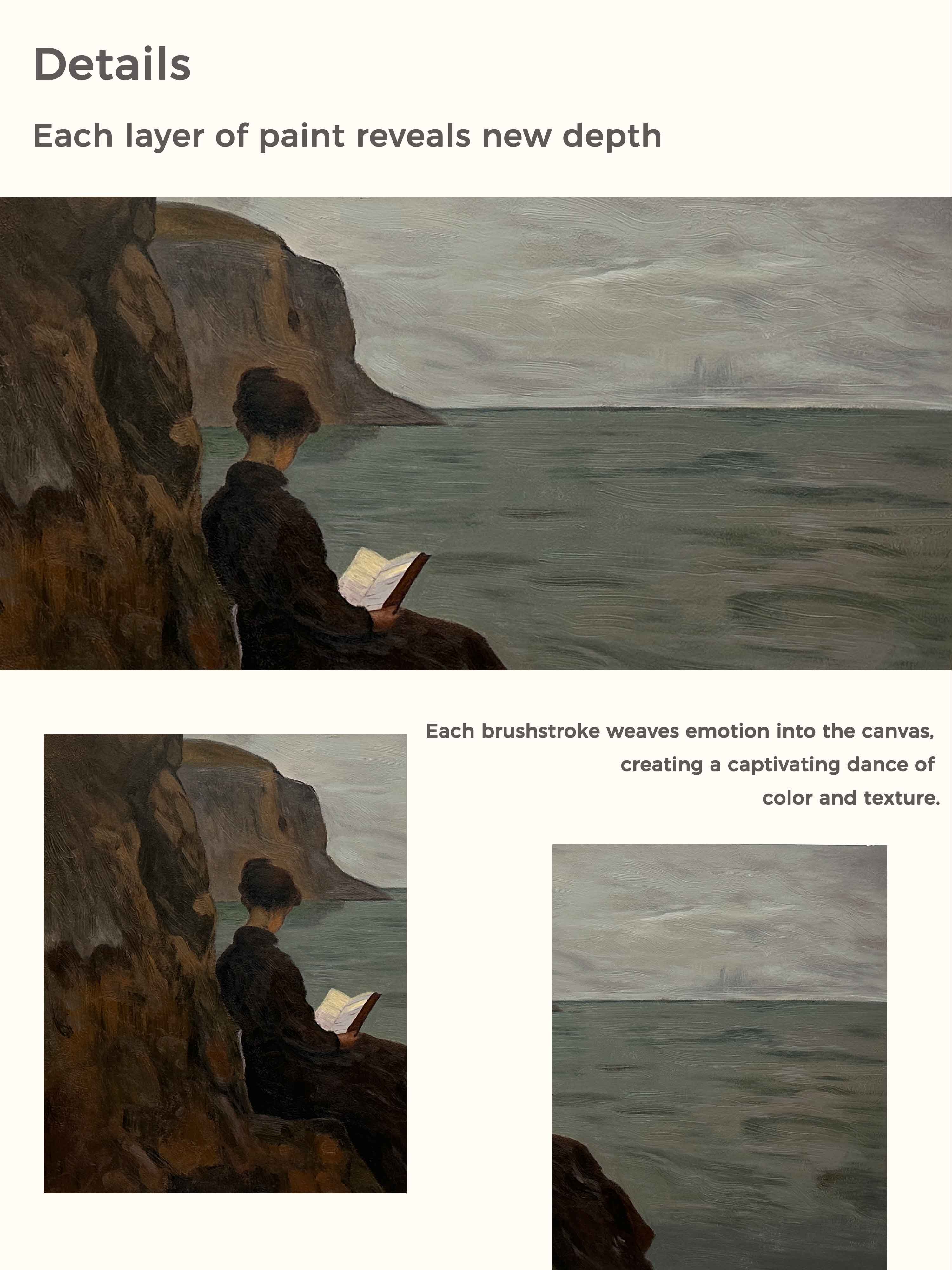Original Moody Dark Seaside Beach Art Coastal Wall Reading Book Decor Woman Reading In The Beach Wall Art