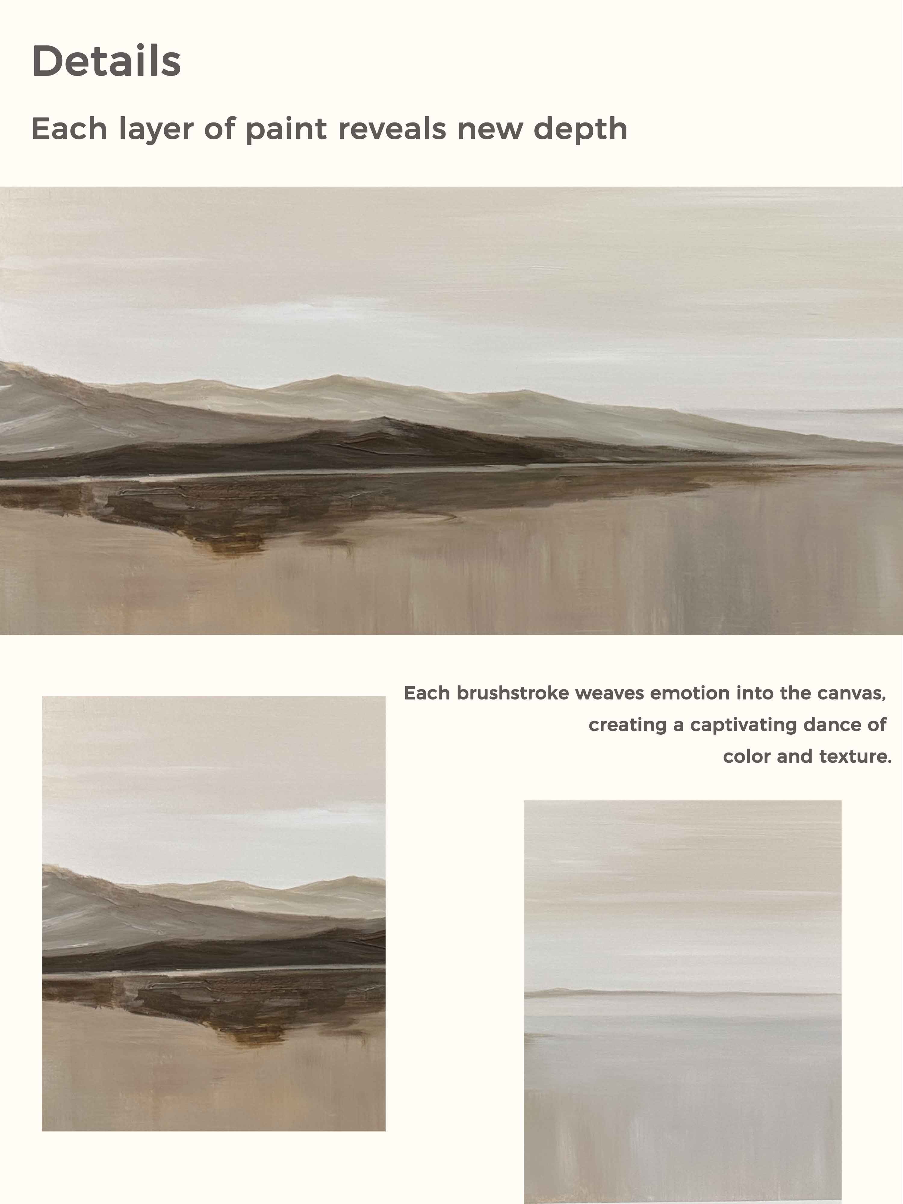 Large Gray Abstract Mountain Painting Beige Gray Abstract Wall Art Modern Living Room Wall Art