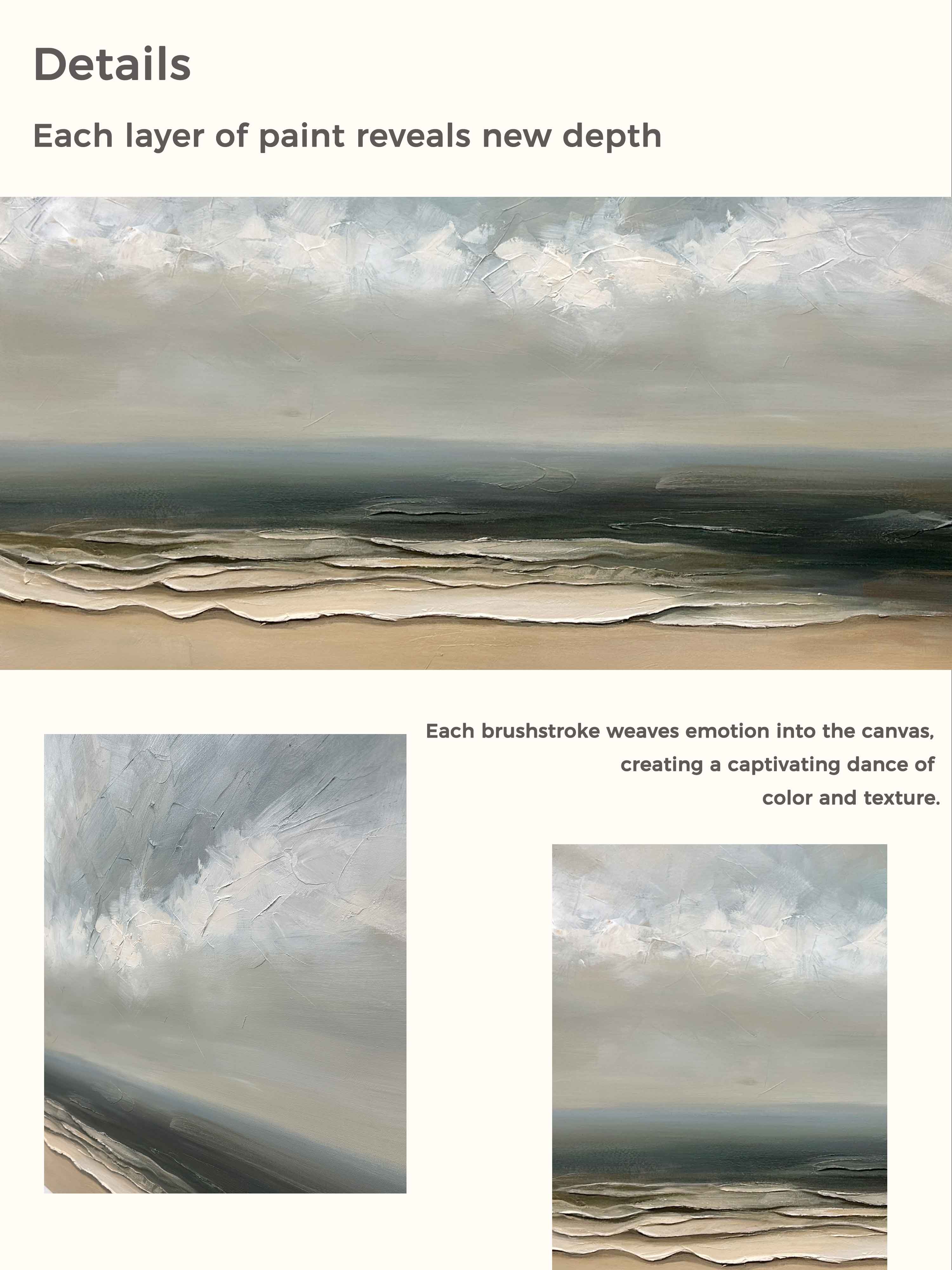 Vintage Seascape Oil Painting Vintage Moody Landscape Painting Vintage Moody Dark Sea Painting