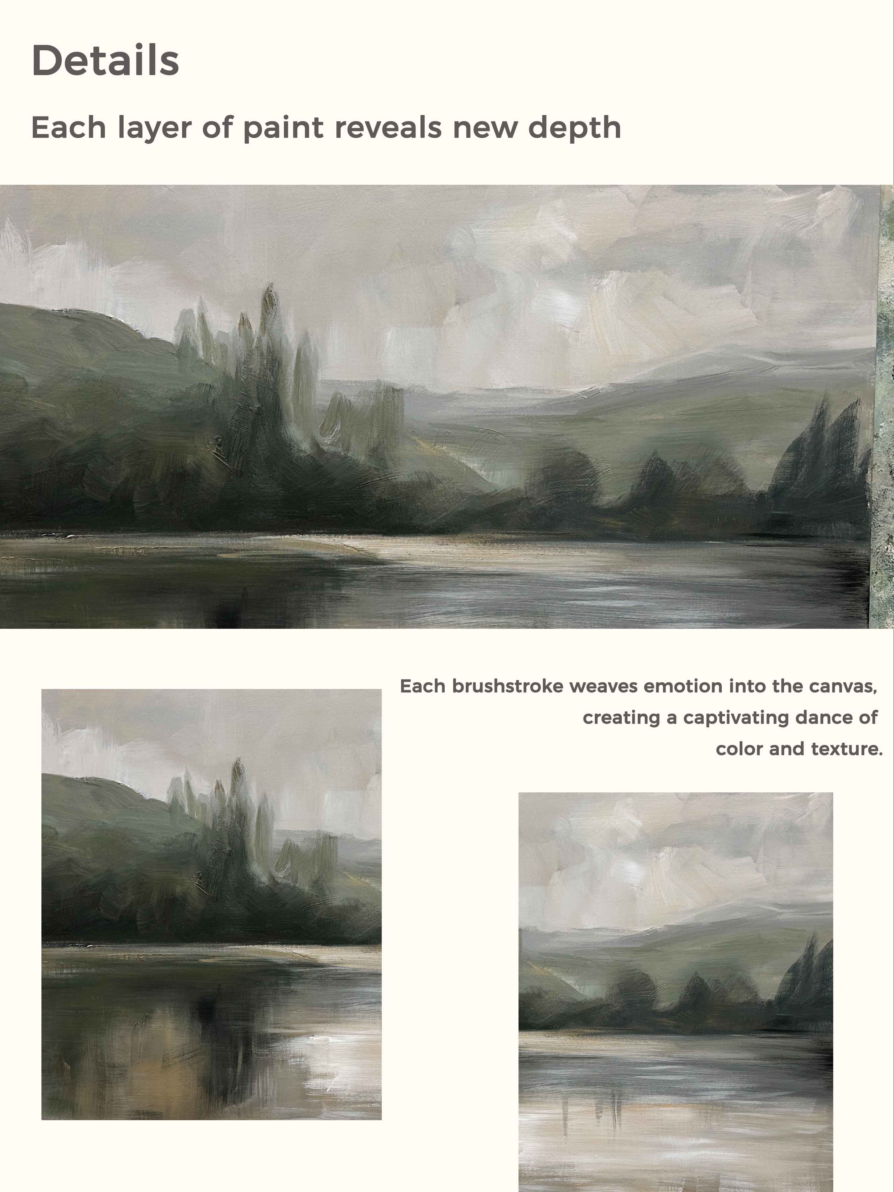 Retro Lake And Mountain Texture Painting Original Lake Wall Art Vintage Lake And Mountain Wall Art