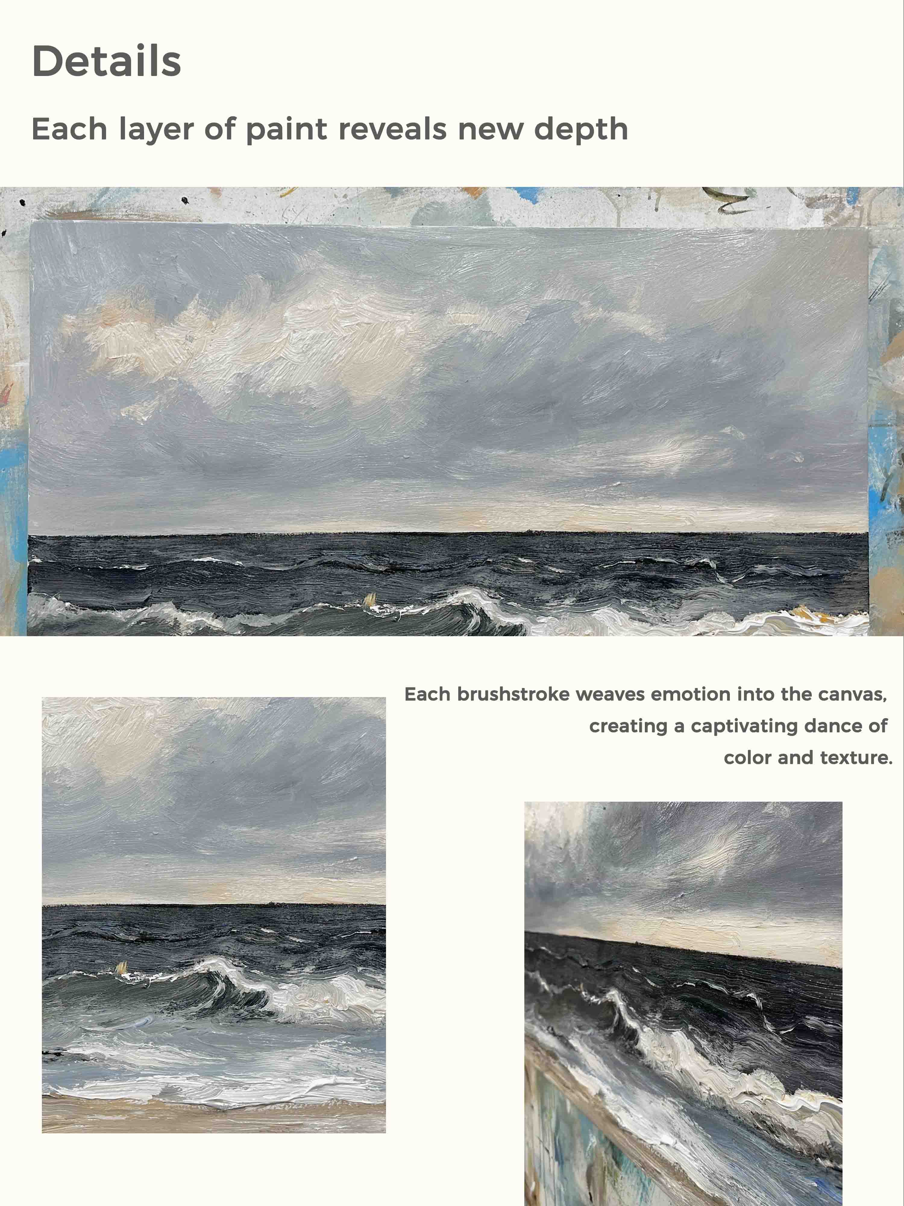 Beach Decor Vintage Painting Vintage Ocean Seascape Painting Antique Ocean Waves Painting