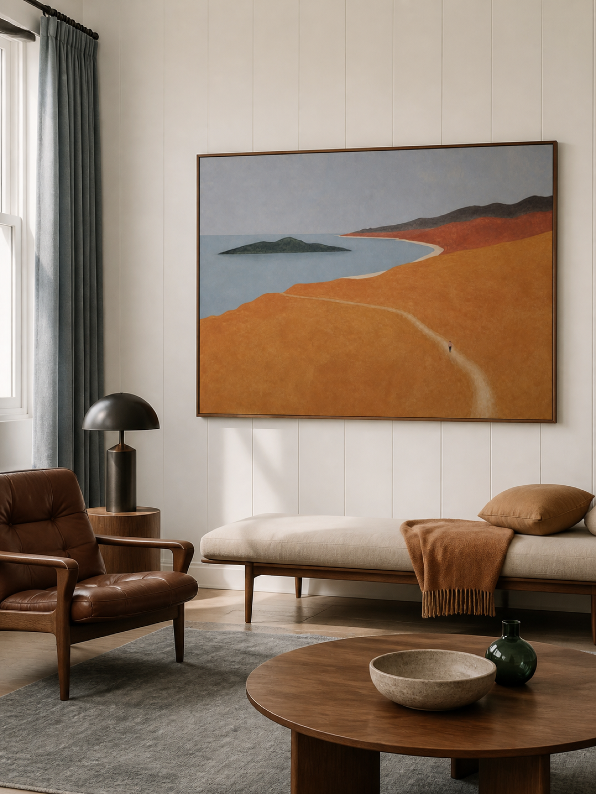 Warm Landscape Canvas Painting For Living Room Modern Organic Decor