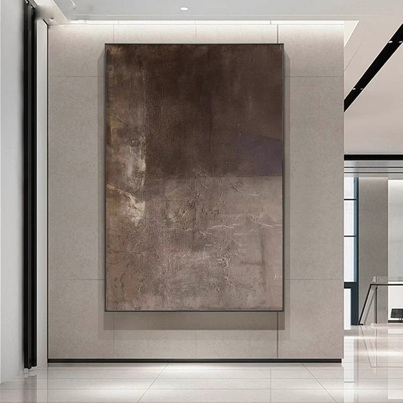 Brown Abstract Wall Art Minimalist Brown And Grey Textured Painting Wabi Sabi Wall Art