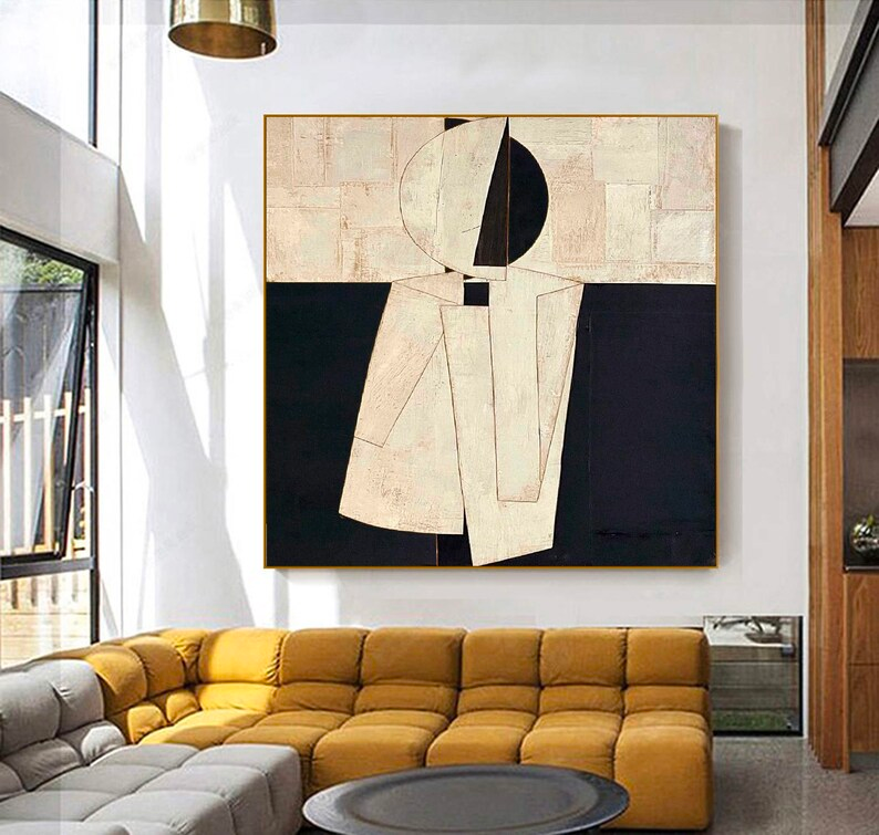  Large Brown And Black Texture Painting Original Black Beige Minimalist Wall Art