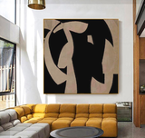 Beige And Black Minimalist Oil Painting Large Brown And Black Minimalist Abstract Painting