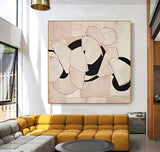 Original Black Beige Minimalist Wall Art Beige Plaster Textured Wall Art Wabi Sabi Wall Art