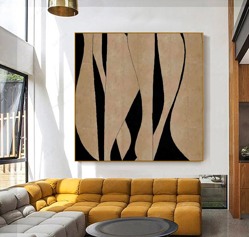 Large Brown And Black Minimalist Wall Art Minimalist Brown Canvas Art Brown Neutral Painting