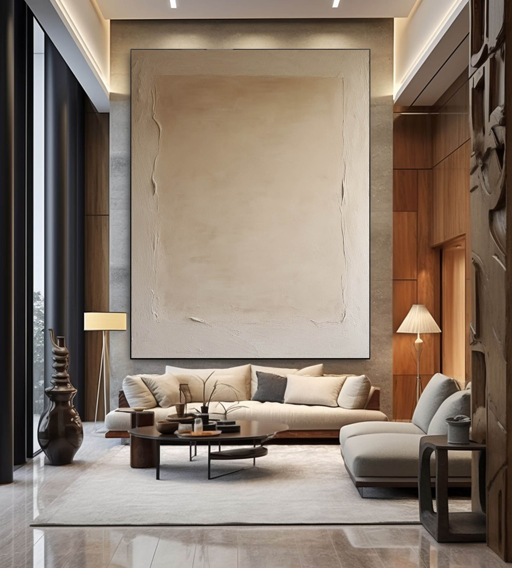 Beige Minimalist Painting Beige Wabi Sabi Art  Large Original Beige Oil Painting Beige Texture Wall Art
