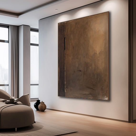 Minimalist Brown Abstract Wall Art Brown Wabi-Sabi Painting Dark Brown ...