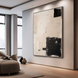 Minimal Neutral Abstract Painting Minimalist Beige Modern Abstract Art Beige And Black Canvas
