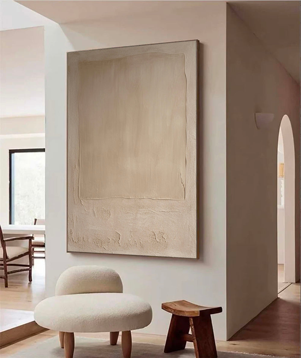 Pure Beige Minimalist Art Large Beige Texture Abstract Painting Beige ...