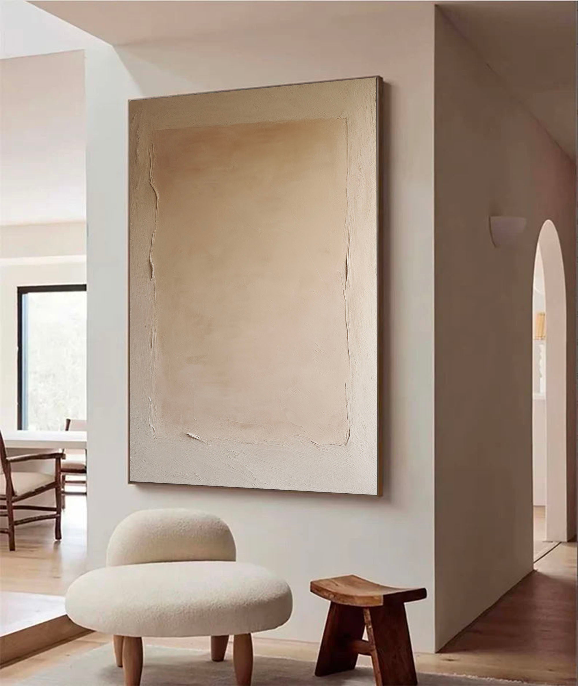 Beige Minimalist Painting Beige Wabi Sabi Art  Large Original Beige Oil Painting Beige Texture Wall Art