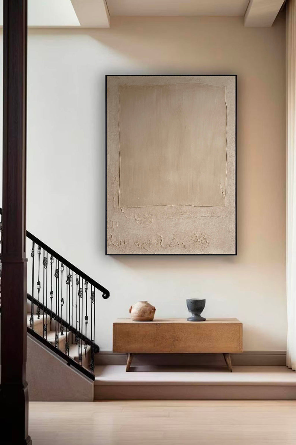 Pure Beige Minimalist Art Large Beige Texture Abstract Painting Beige ...