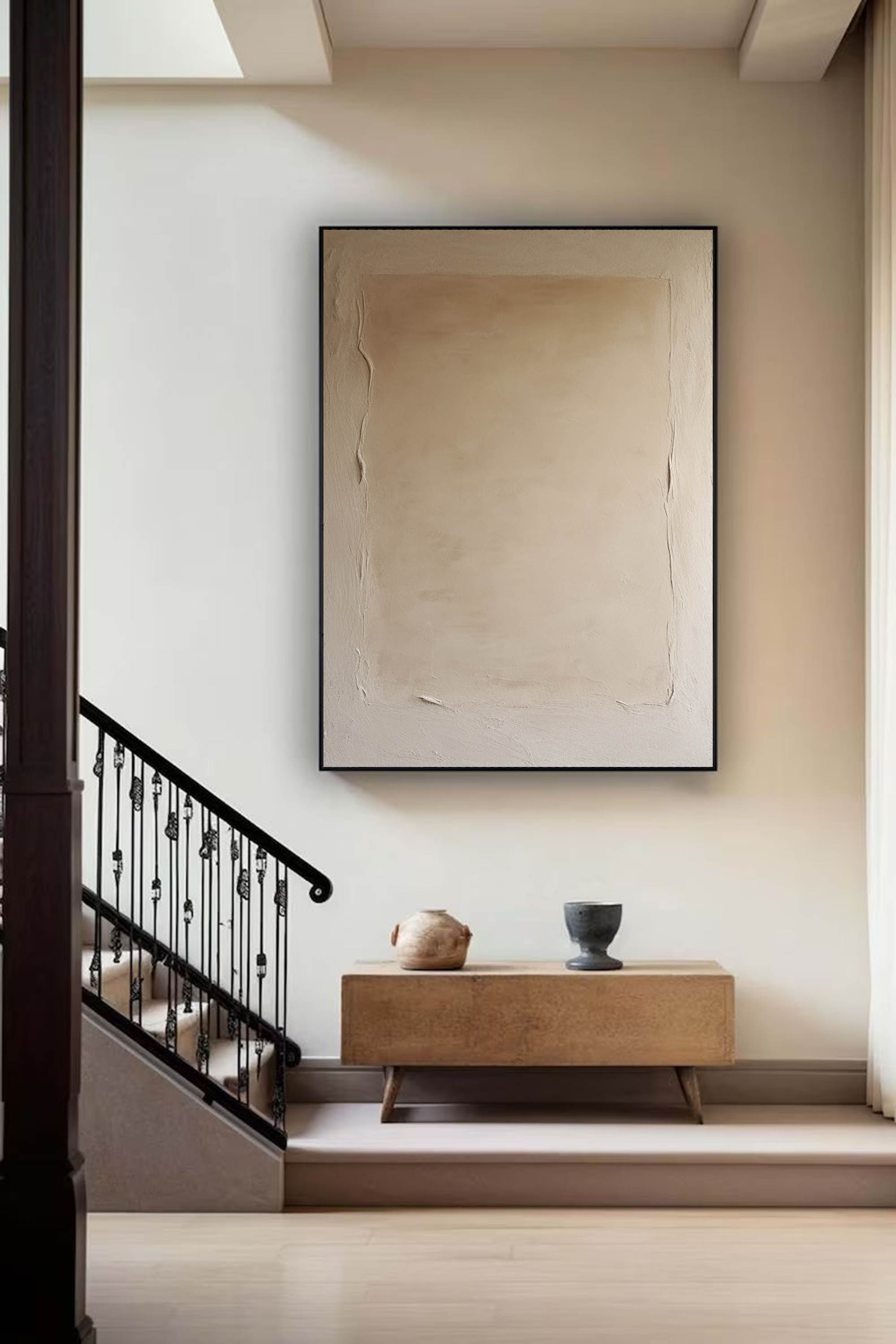 Beige Minimalist Painting Beige Wabi Sabi Art  Large Original Beige Oil Painting Beige Texture Wall Art