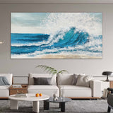 Original Ocean Wave Oil Painting On Canvas 3D Minimalist Textured Coastal Wall Art