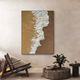 White And Brown Minimalist Beach Wave Painting White And Brown Texture Art