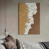 White And Brown Minimalist Beach Wave Painting White And Brown Texture Art