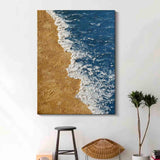 Large 3D Textured Coastal Wall Art  Minimalist Blue abstract painting Beach Canvas Painting