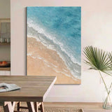 Light Blue Ocean Wave Painting Brown And Blue Minimalist Art Large Blue Wave Painting