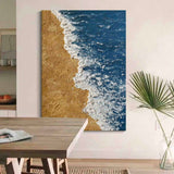 Large 3D Textured Coastal Wall Art  Minimalist Blue abstract painting Beach Canvas Painting