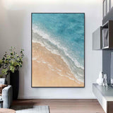 Light Blue Ocean Wave Painting Brown And Blue Minimalist Art Large Blue Wave Painting