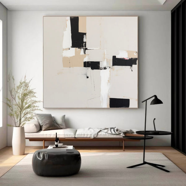 Large Abstract Beige Wall Art Beige Minimalist Painting On Canvas Neutral Wall Decor
