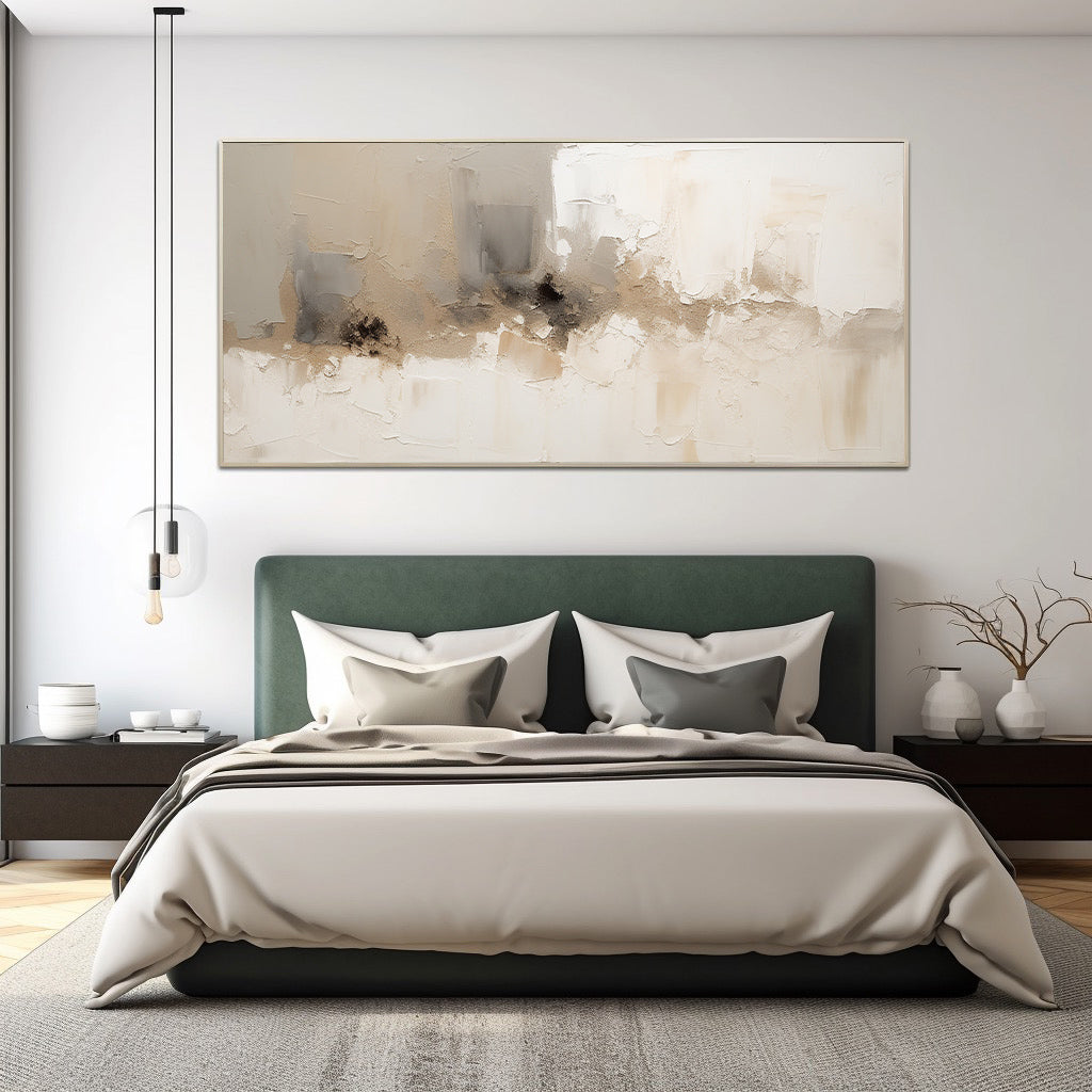 Beige Minimalist Wall Art Large Original Beige Abstract Painting Neutral Wall Art Framed