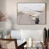 Large Beige And White Wall Art Minimalist Beige Texture Painting Beige Texture Wall Art