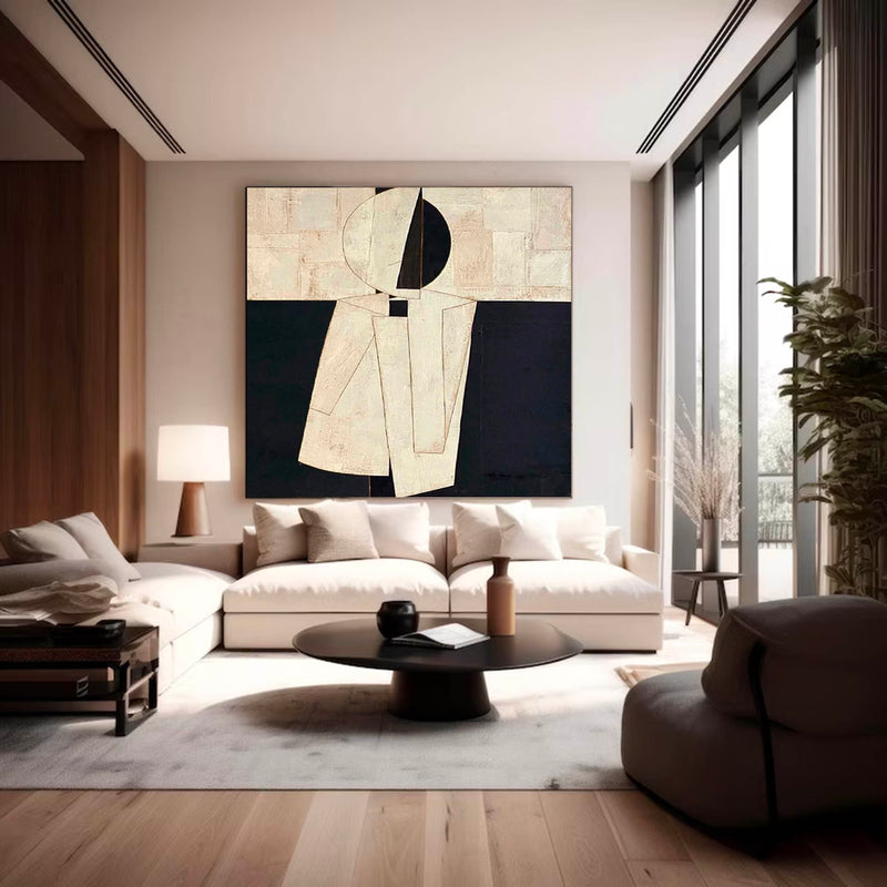  Large Brown And Black Texture Painting Original Black Beige Minimalist Wall Art
