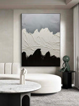 Black and White Abstract Painting Original Black White Minimalist Painting