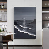 Minimalist 3d Ocean Waves Painting Original Black And White Ocean Beach Painting