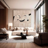 Neutral Beige & Black Painting On Canvas 3D Minimalist Textured Beige Painting