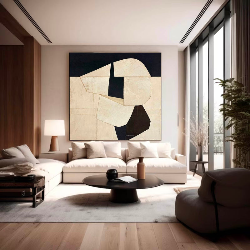 3D Minimalist Textured Beige Painting Large Beige Abstract Minimalist Painting