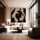 Neutral Beige & Black Painting On Canvas 3D Minimalist Textured Beige Painting