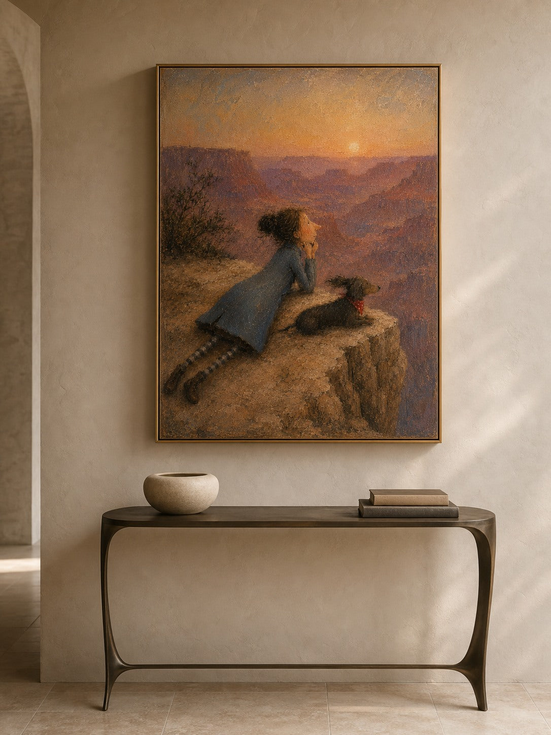 Hand Painted Grand Canyon Pet Travel Oil Painting Grand Canyon Sunset Painting