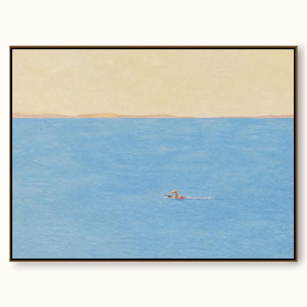 Minimalist Freestyle Swimmer Art For Serene Coastal Interior Design Spaces