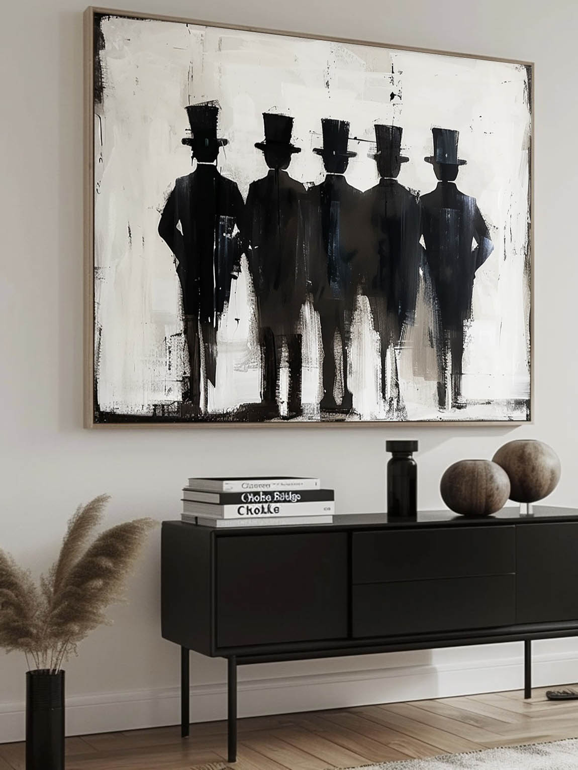 Retro Black People Abstract Painting Large Minimalist People Painting Neutral Abstract People Painting 