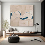 Beige Minimalist Abstract Painting Large Beige And Blue Minimalist Wall Art