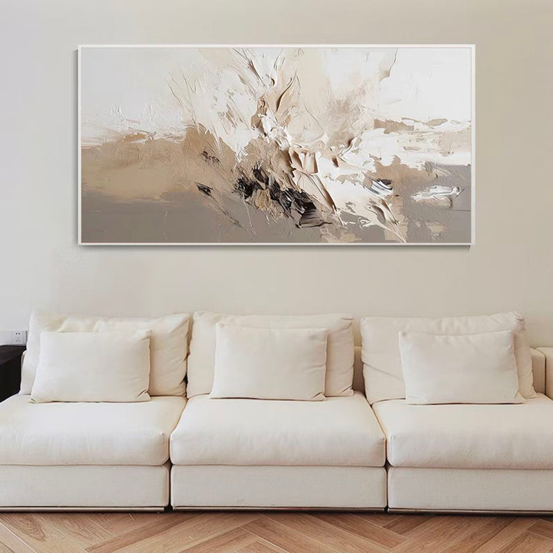 Large Beige And White Texture Painting Minimalist 3d Beige Abstract Wall Art White Texture Wall Art