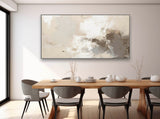 Long Horizontal Plate White Gray Abstract Painting Minimalist Beige Gray Texture Painting