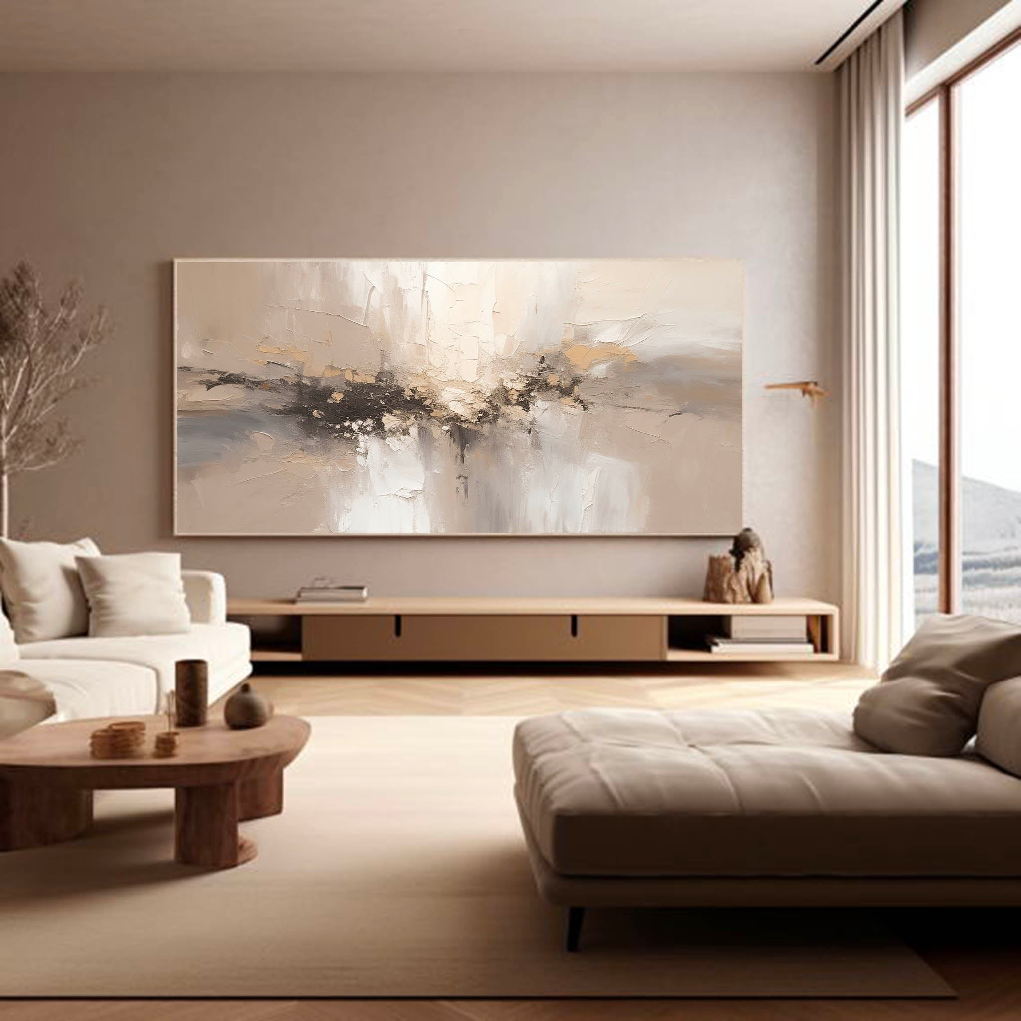 Minimalist Beige Texture Painting Minimalist Nature Wall Art Large Beige Wall Art