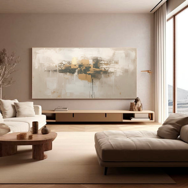 Large Beige Abstract Painting Minimalist Neutral Wall Art Modern Abstract Art Painting