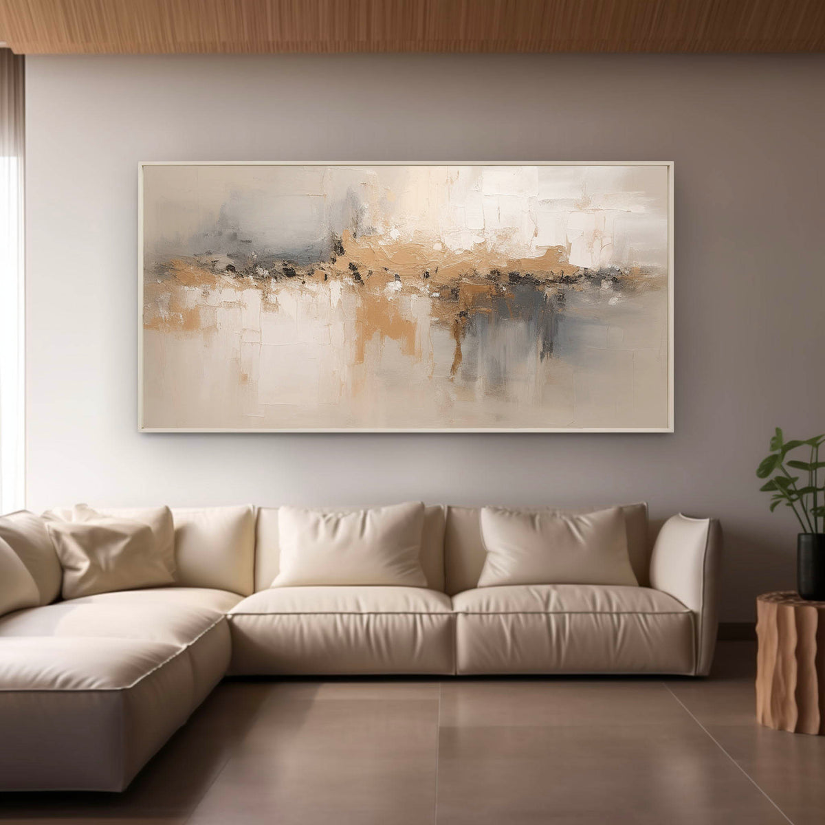 Minimalist Beige Abstract Wall Art Modern Beige Texture Painting Nordic ...