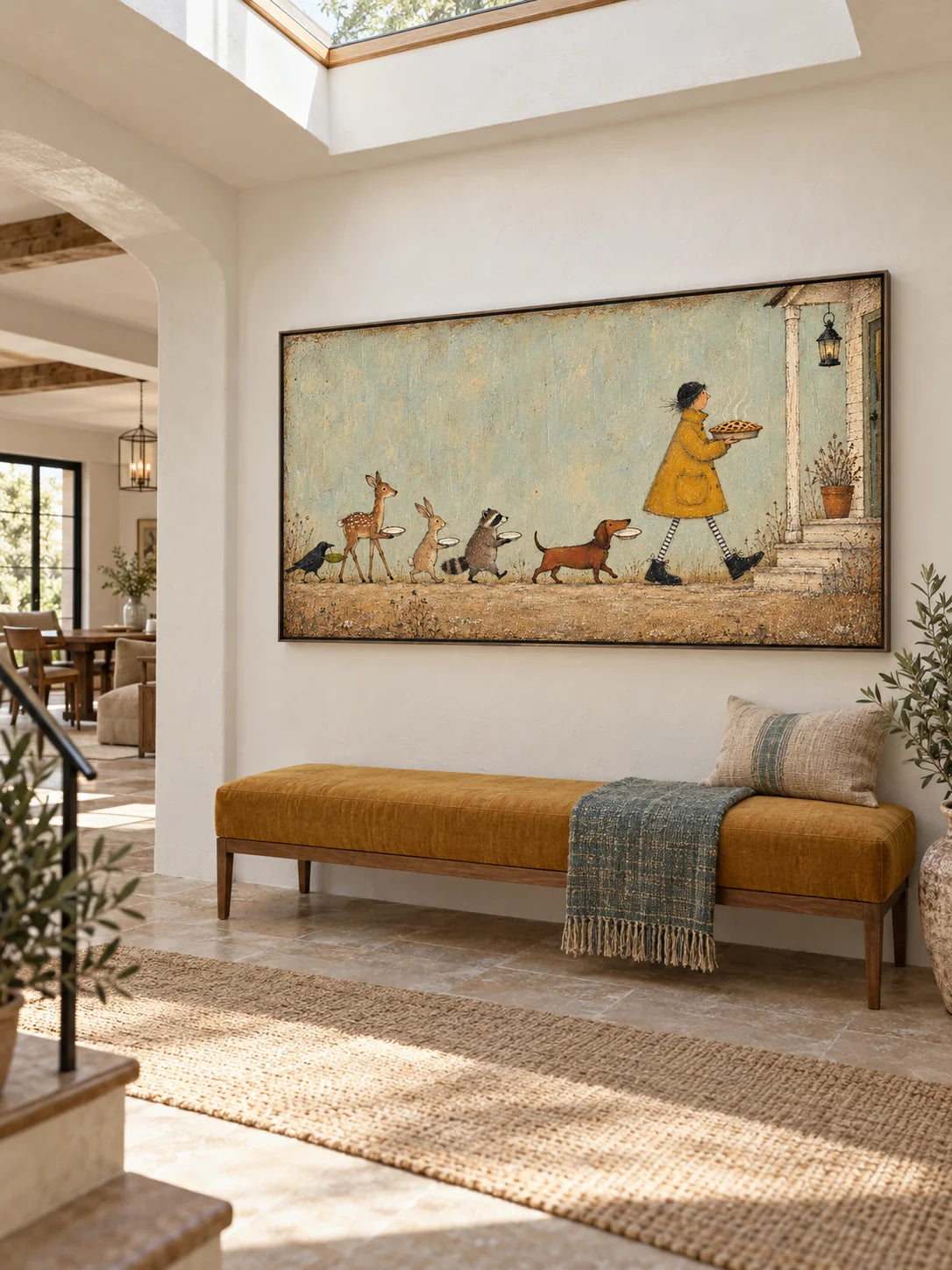Large Country Animal Oil Painting Contemporary Farmhouse Wall Art Decor Painting